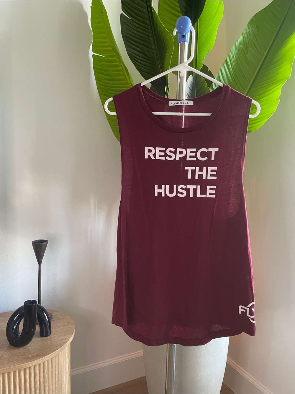 Respect The Hustle Muscle Tee - Burgundy by Flywheel